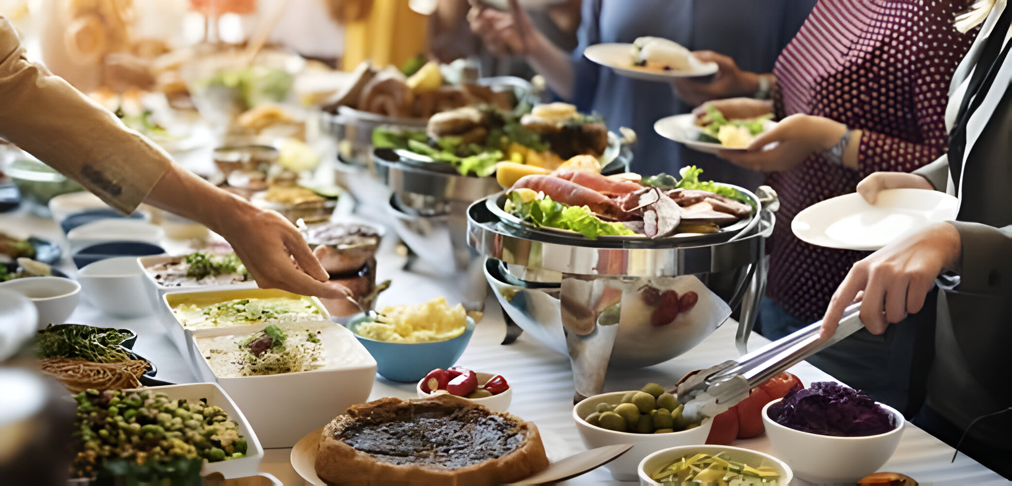 Indian Buffet Dinner with multiple vegetarian and non-vegetarian dishes arranged for a complete dining experience