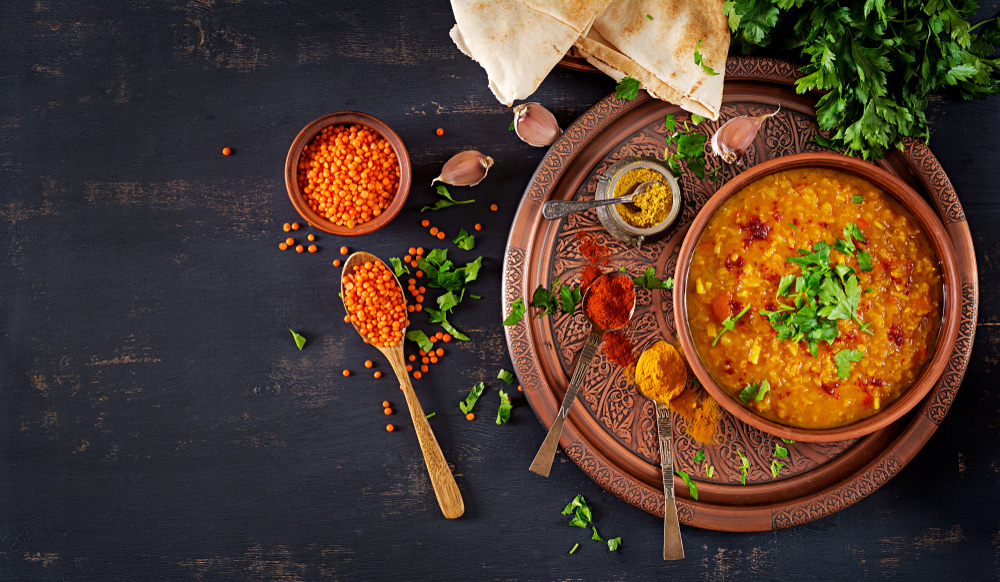 Masoor Dal served with red lentils and carefully selected spices, highlighting color, texture, and consistency
